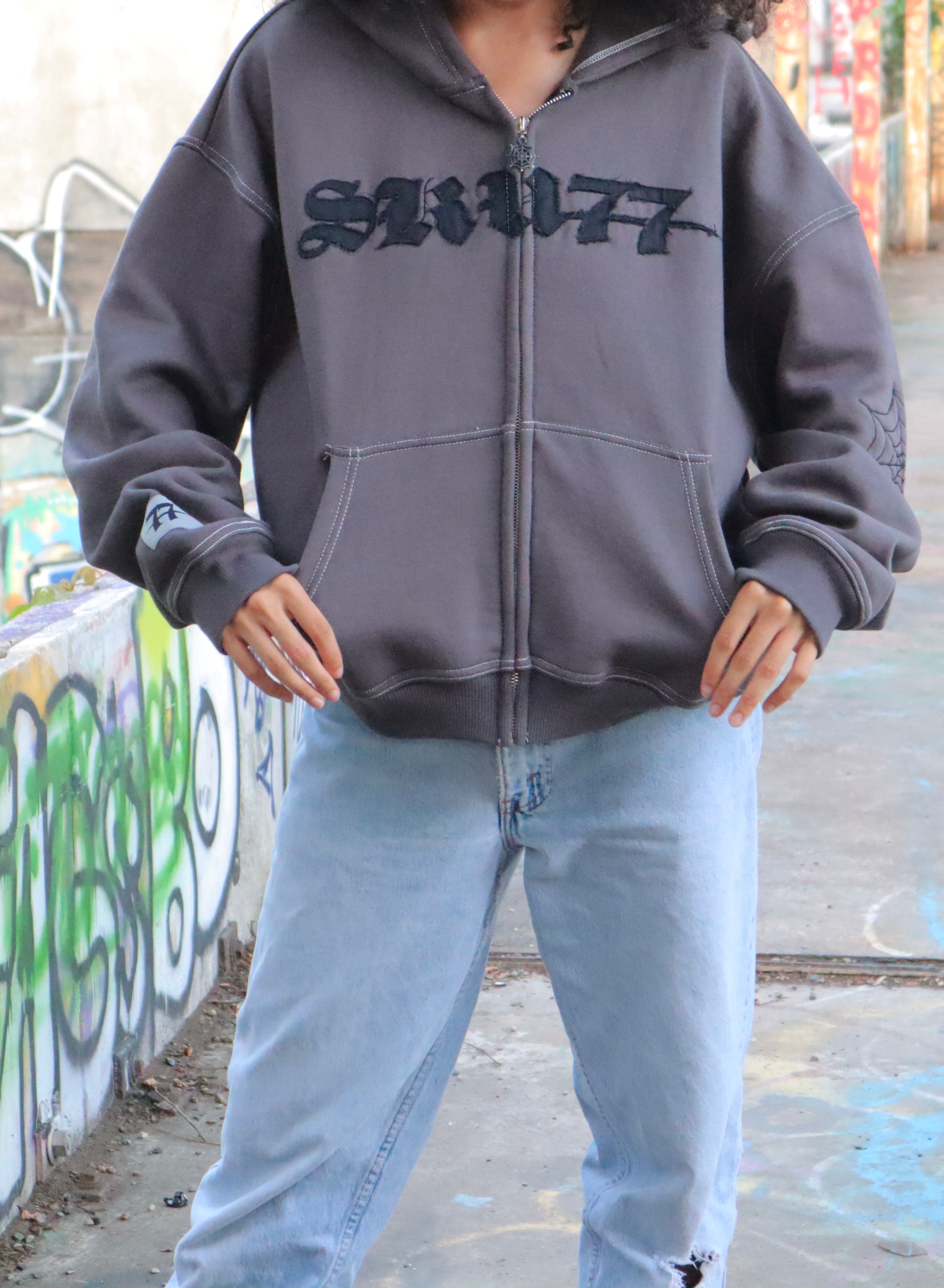 Dark Web Zip Up (Charcoal) – SKU77